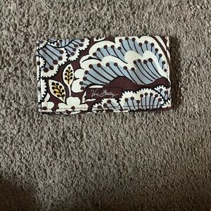 Vera Bradley Quilted Floral Wallet in Brown, Blue & Cream